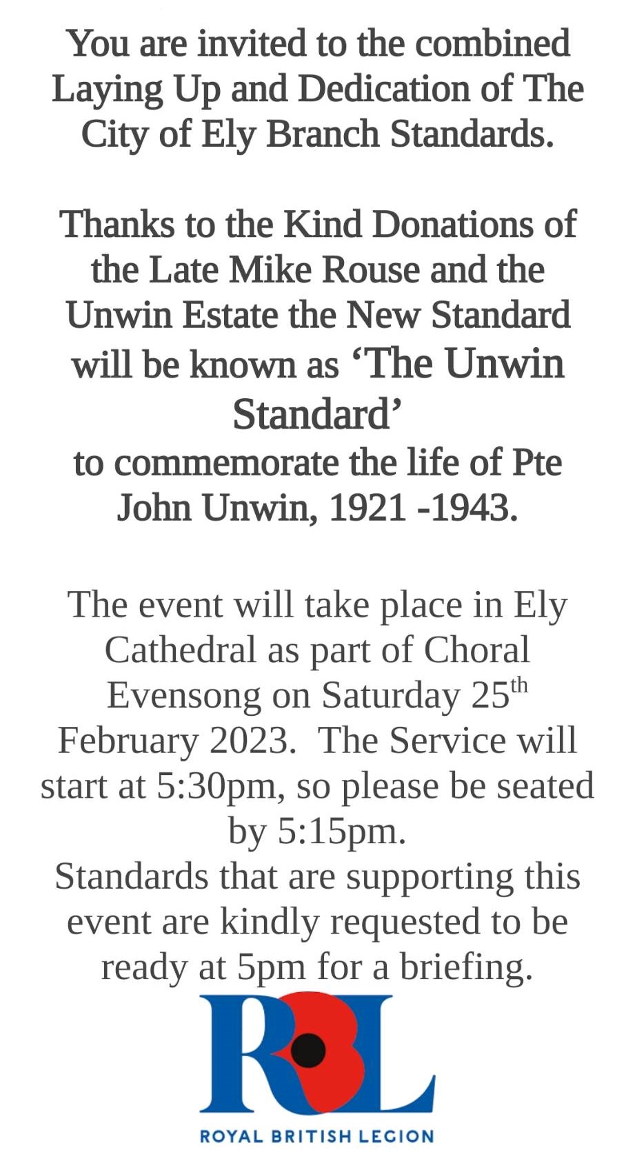 Dedication of The City of Ely Branch Standards Spotted in Ely