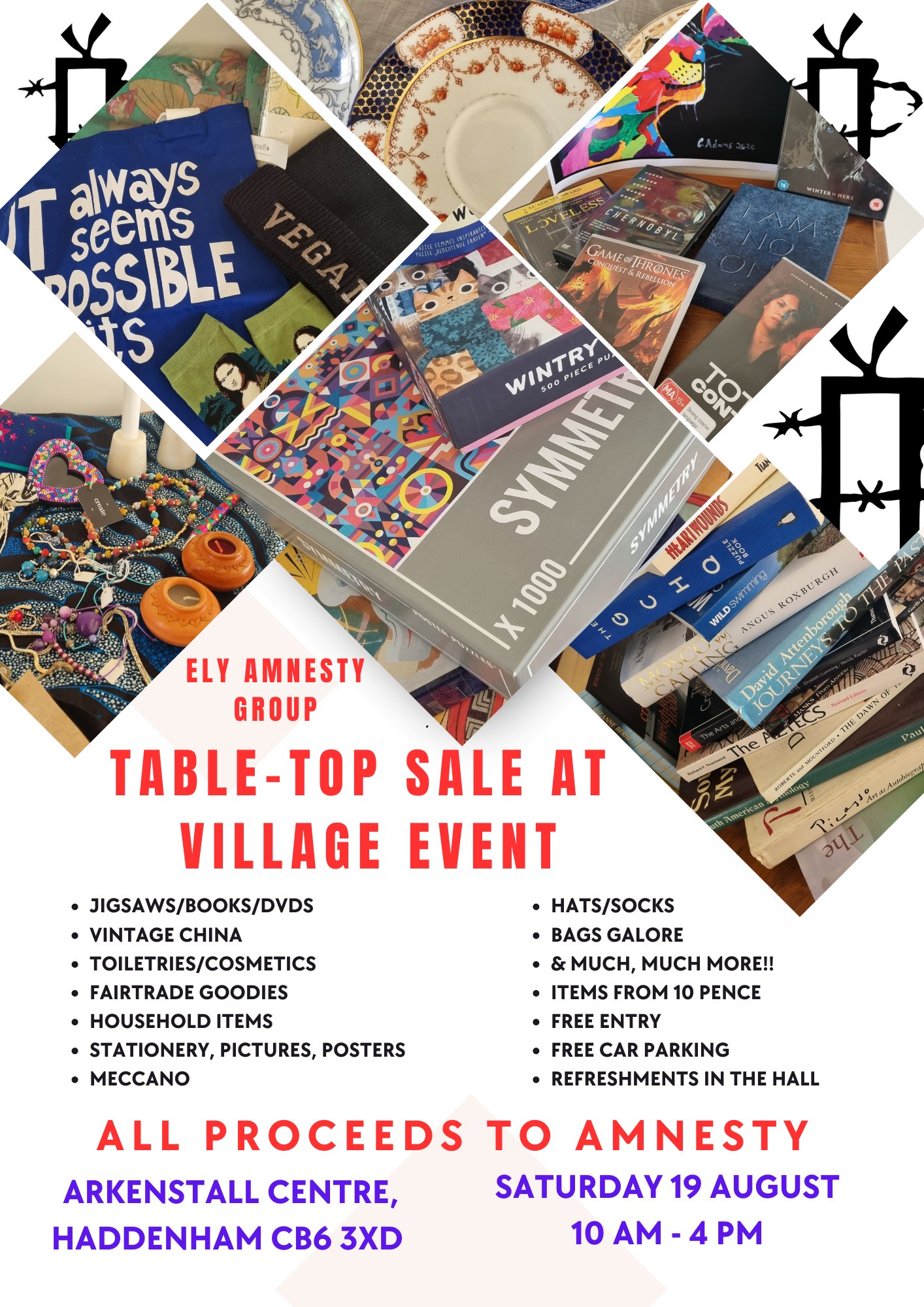 TableTop Sale at Haddenham Village Garage and Table Top Sale Spotted